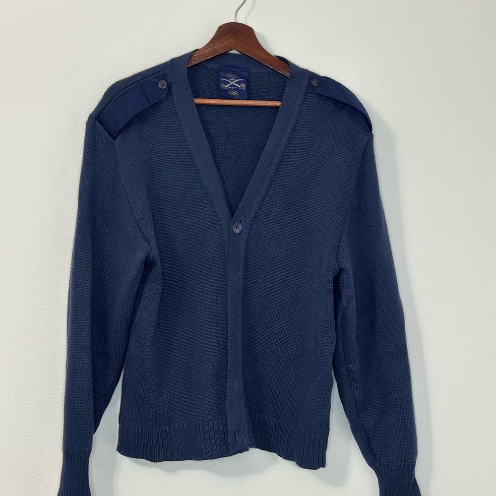 Military Equipment Corp Of America Cardigan Men 42R Navy Blue Wool Blend Sweater